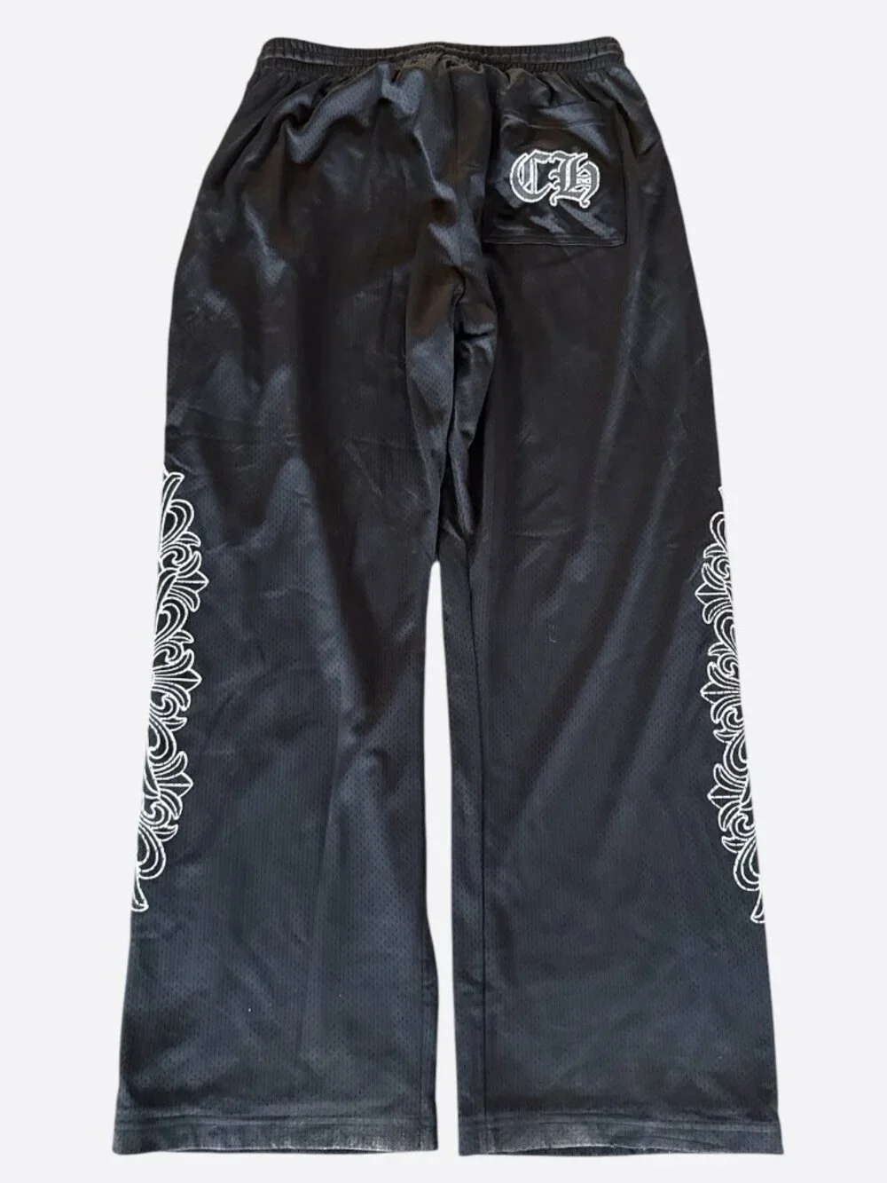 Chrome Hearts Black & White Floral Nylon Mesh Trackpants